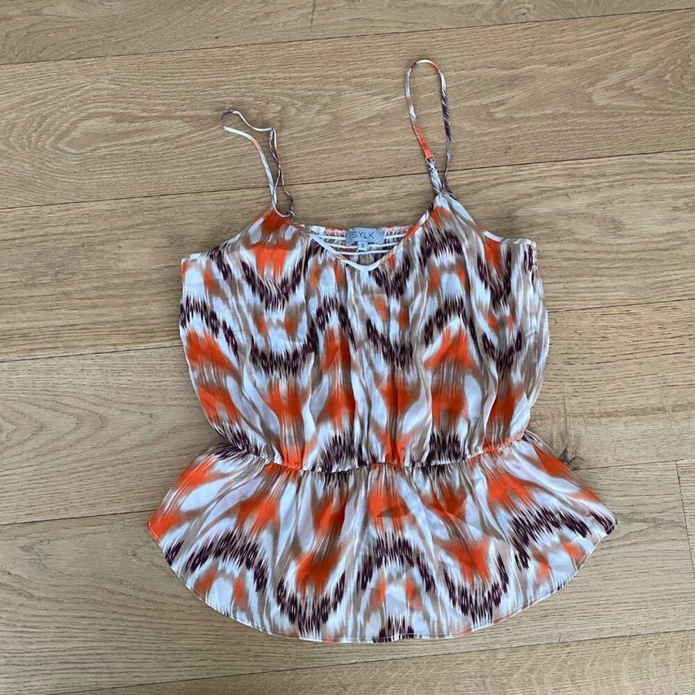 S.Y.L.K. Chevron Pattern Cami Top in Orange Brown Cream